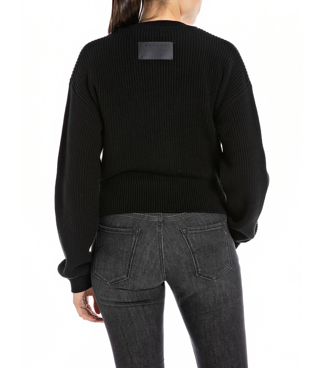 コットンウールジッパークロップカーディガン 詳細画像 ブラック 2